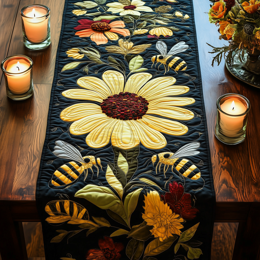 Golden Hive Harmony Quilted Table Runner GFTOHD1723