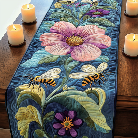 Radiant Bees in Bloom Quilted Table Runner GFTOHD1724