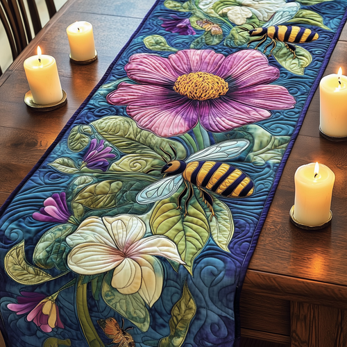 Radiant Bees in Bloom Quilted Table Runner GFTOHD1725