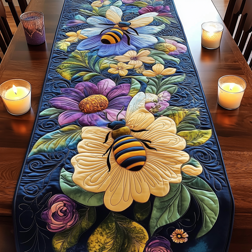 Radiant Bees in Bloom Quilted Table Runner GFTOHD1726