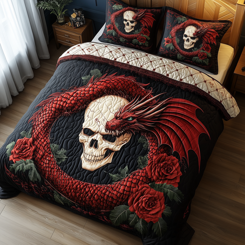 Scales and Skulls 3-Piece Quilted Bedding Set GFTOHD2100