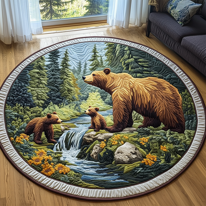 Forest Bear Family Quilted Round Mat GFTOHD2484