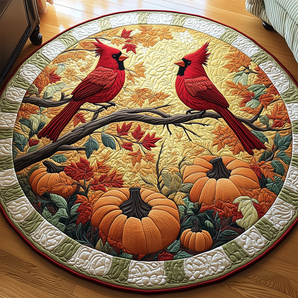 Sunlit Cardinal Pair Quilted Round Mat GFTOHD2619