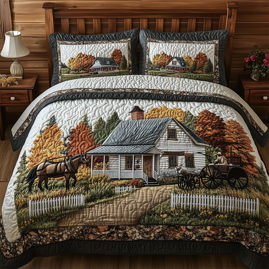 Autumn Carriage Cottage 3-Piece Quilted Bedding Set GFTOHD2668