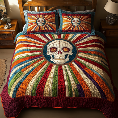 Sunshine Skull 3-Piece Quilted Bedding Set GFTOHD2769