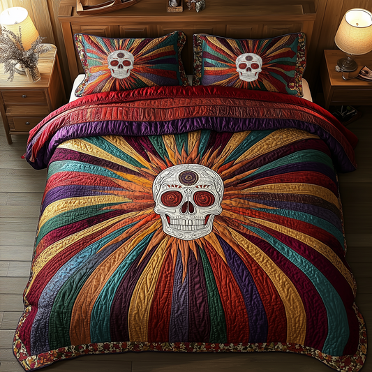 Sunshine Skull 3-Piece Quilted Bedding Set GFTOHD2771