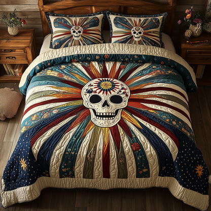 Sunshine Skull 3-Piece Quilted Bedding Set GFTOHD2772