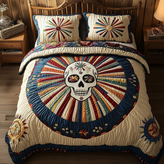 Sunshine Skull 3-Piece Quilted Bedding Set GFTOHD2773