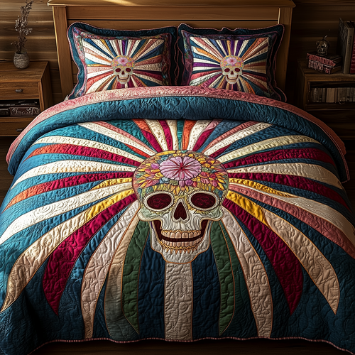 Sunshine Skull 3-Piece Quilted Bedding Set GFTOHD2774