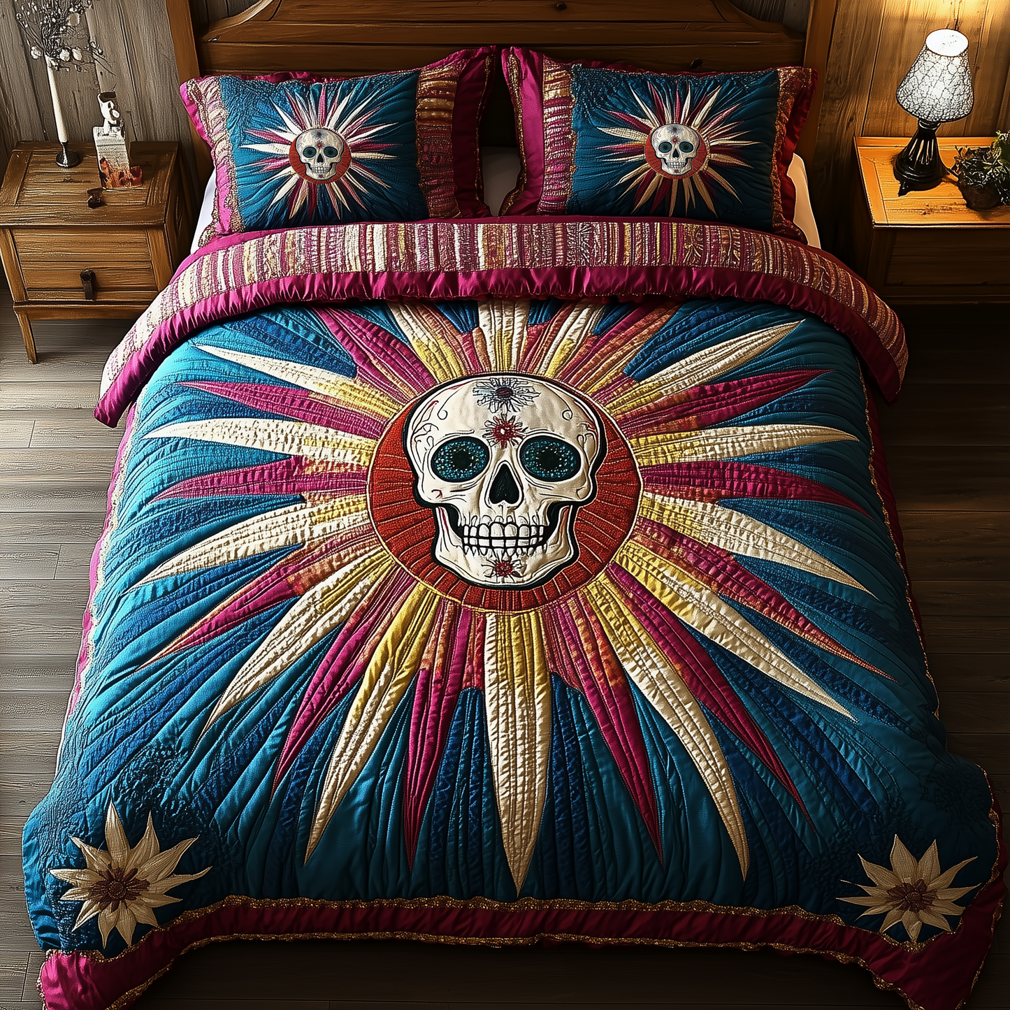 Sunshine Skull 3-Piece Quilted Bedding Set GFTOHD2775