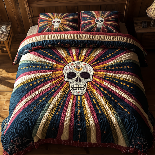 Sunshine Skull 3-Piece Quilted Bedding Set GFTOHD2776