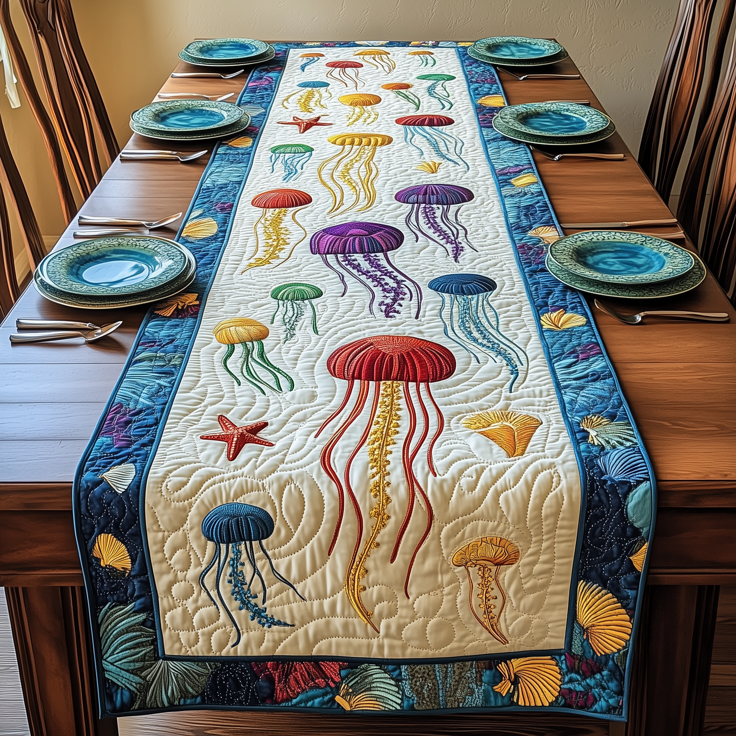 Jellyfish Haven Quilted Table Runner GFTOHD2815