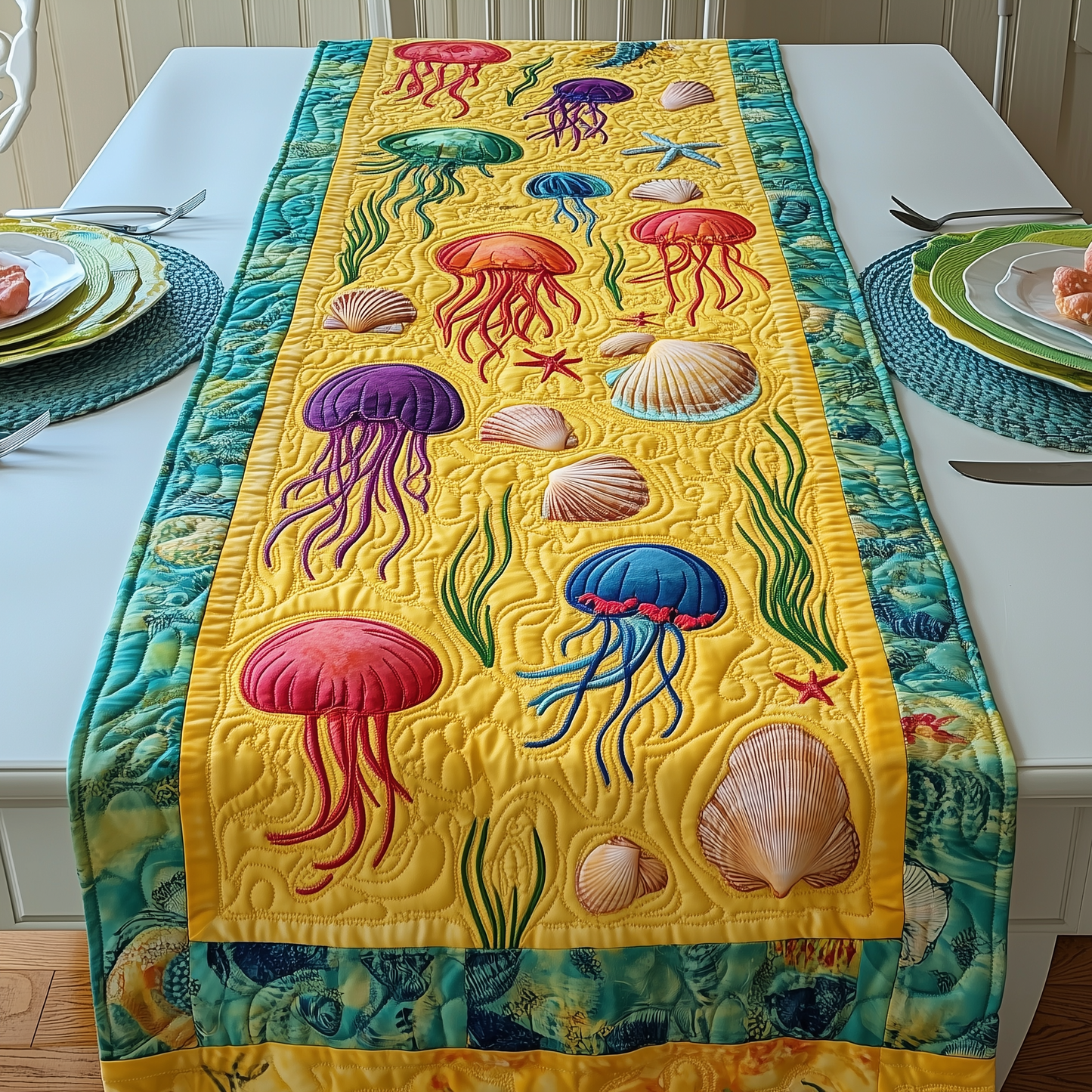 Jellyfish Haven Quilted Table Runner GFTOHD2819