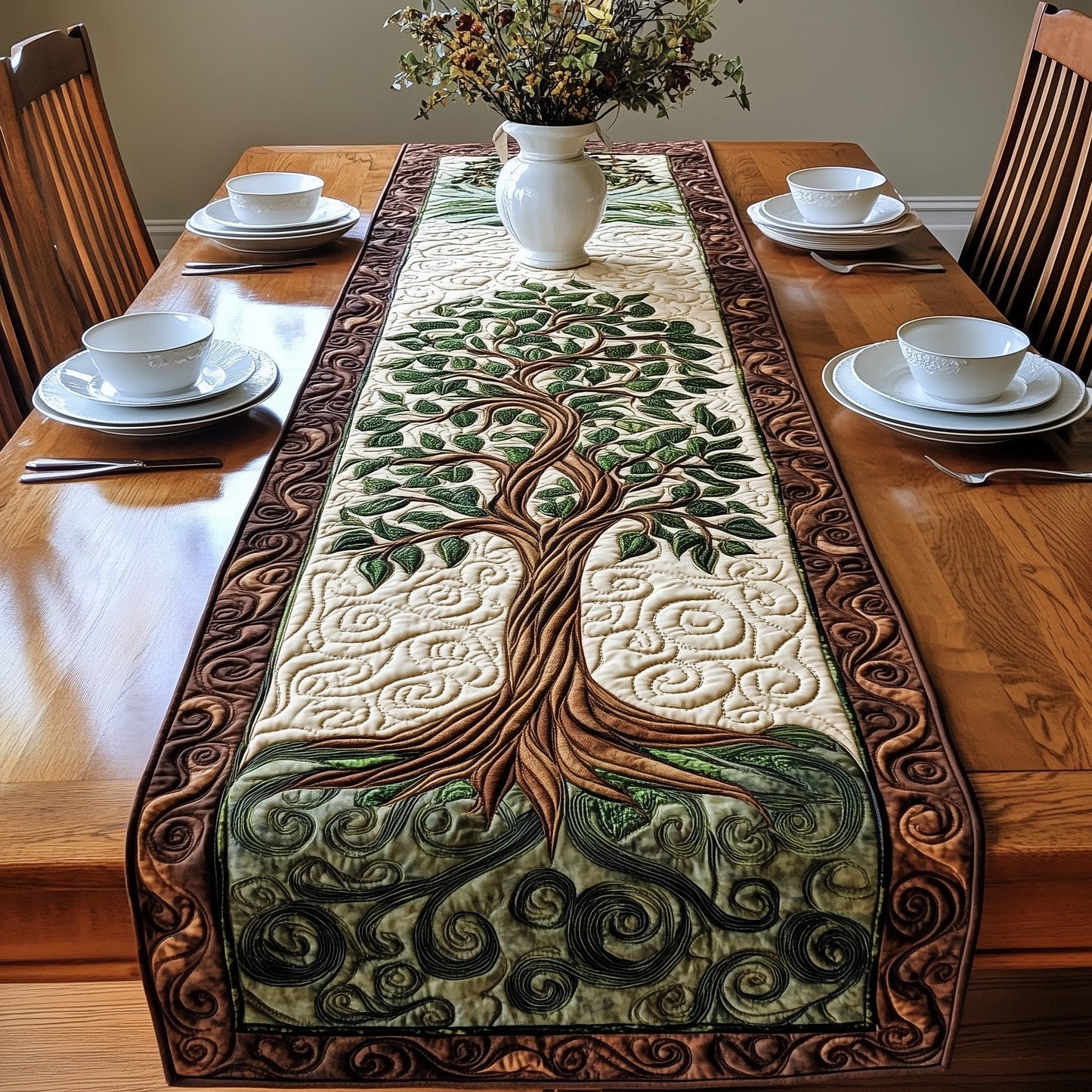 Vintage Tree Of Life Quilted Table Runner GFTOHD2918