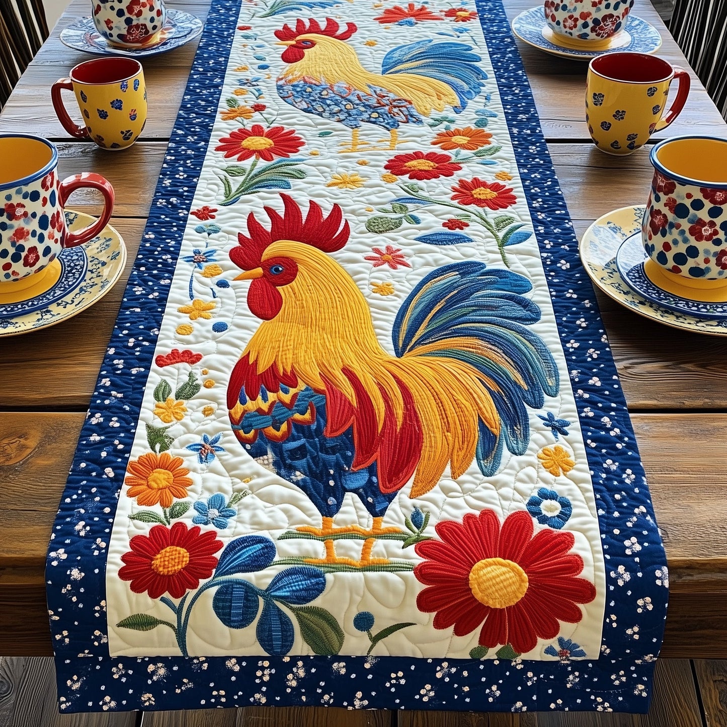 Rustic Rooster Charm Quilted Table Runner GFTOHD2925