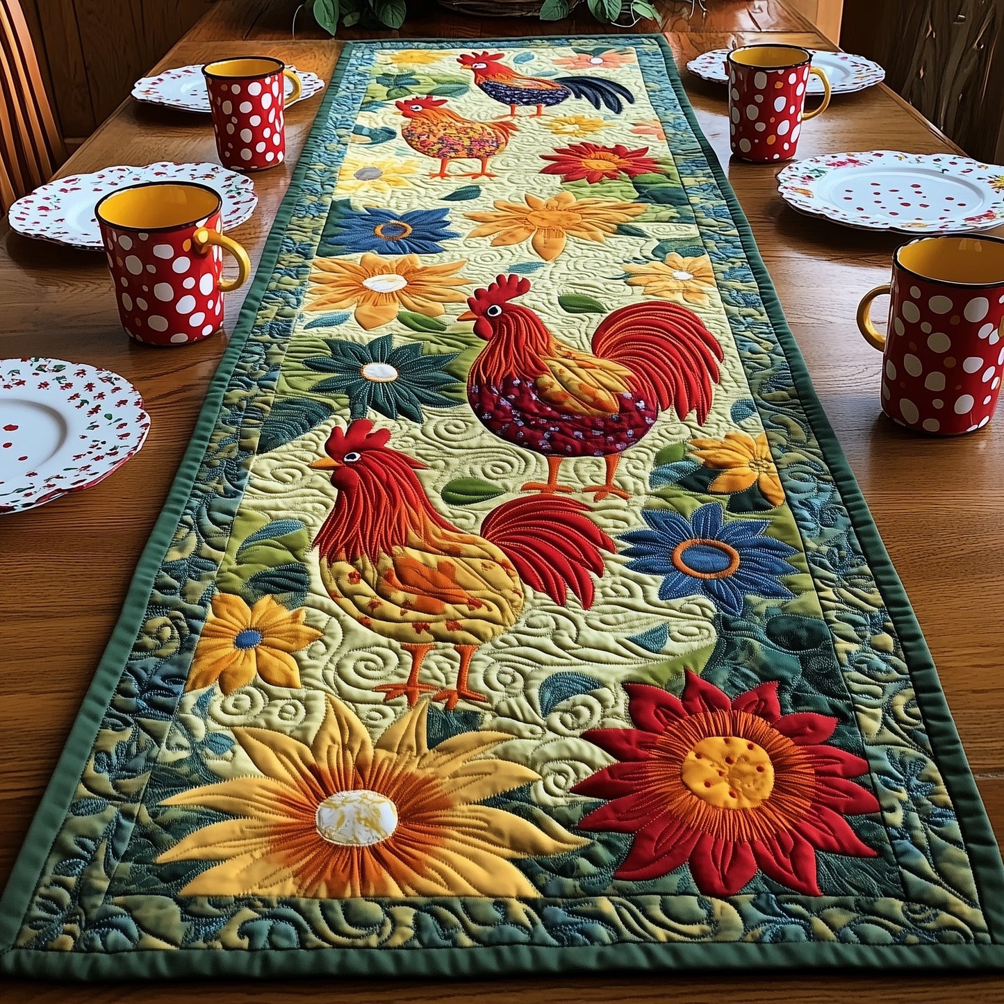 Happy Chicken Farm Quilted Table Runner GFTOHD2926