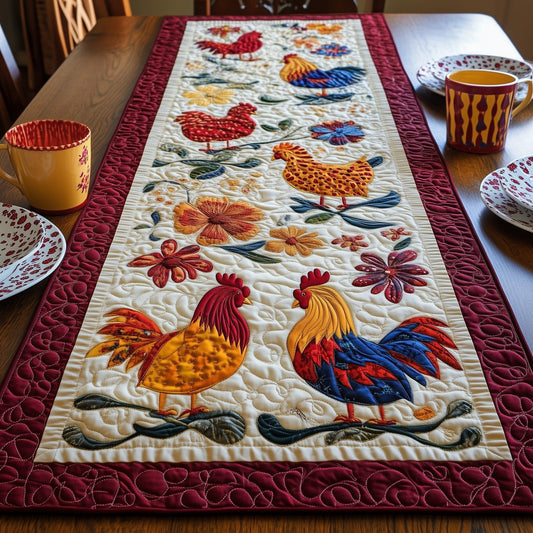 Colorful Rooster Patch Quilted Table Runner GFTOHD2928