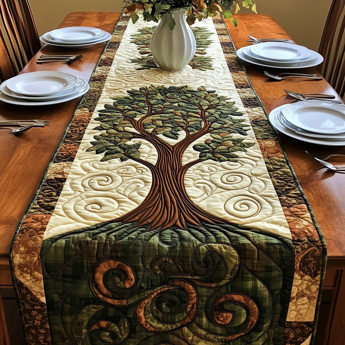 Vintage Tree Of Life Quilted Table Runner GFTOHD2944