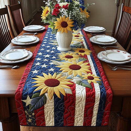 Patriotic Sunflower Quilted Table Runner GFTOHD3028