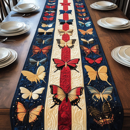 Patriotic Butterfly Quilted Table Runner GFTOHD3034