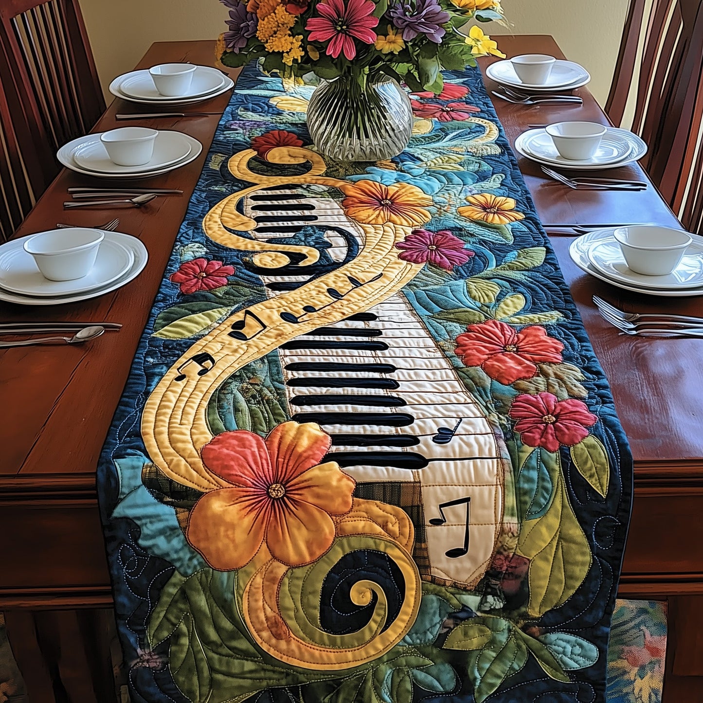 Melody in Bloom Quilted Table Runner GFTOHD3066