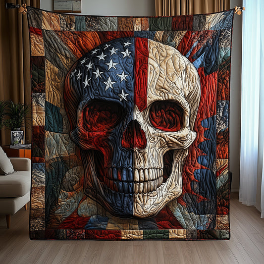 Patriotic Skull Quilted Blanket GFTOHD3087