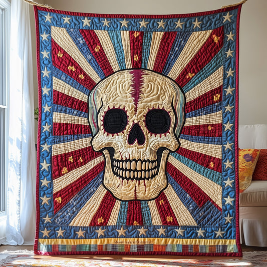 Patriotic Skull Quilted Blanket GFTOHD3089