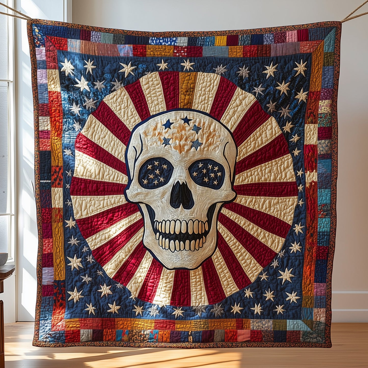 Patriotic Skull Quilted Blanket GFTOHD3090