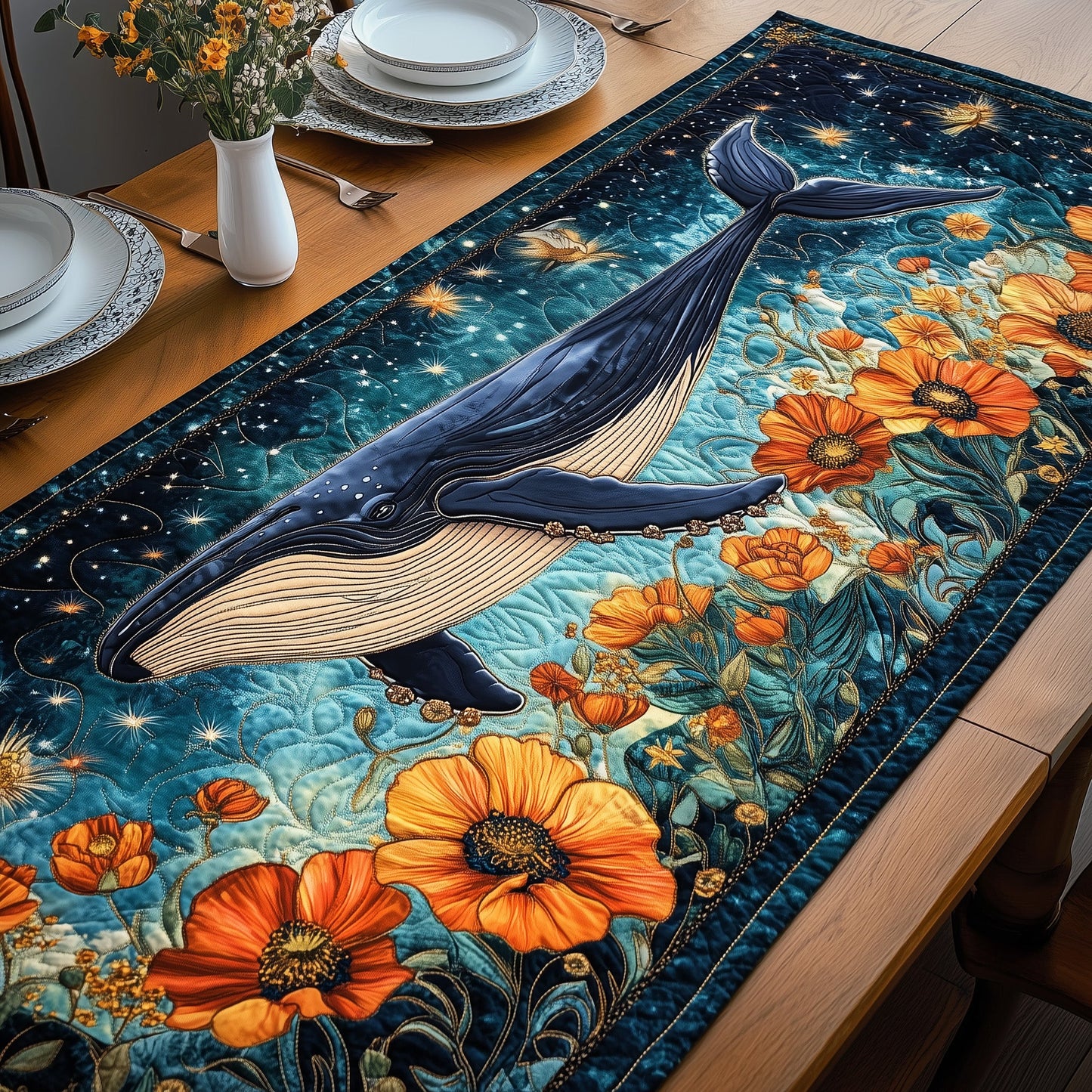 Whale of Wonders Quilted Table Runner GFTOHD3117