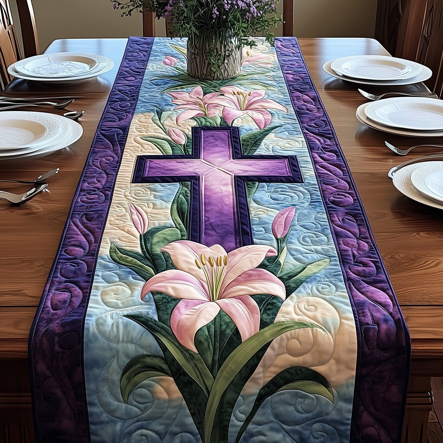 Heavenly Bloom Quilted Table Runner GFTOHD3138