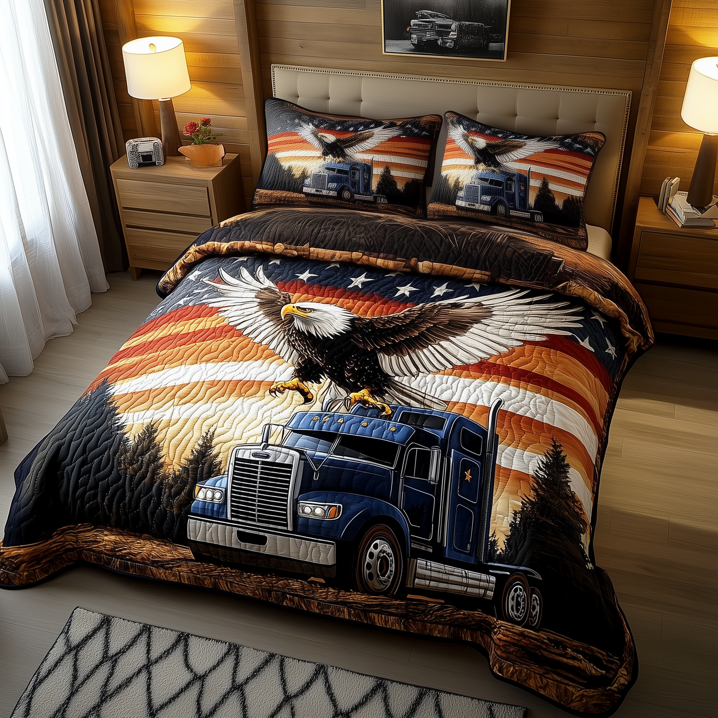 Eagle of Freedom 3-Piece Quilted Bedding Set GFTOHD333