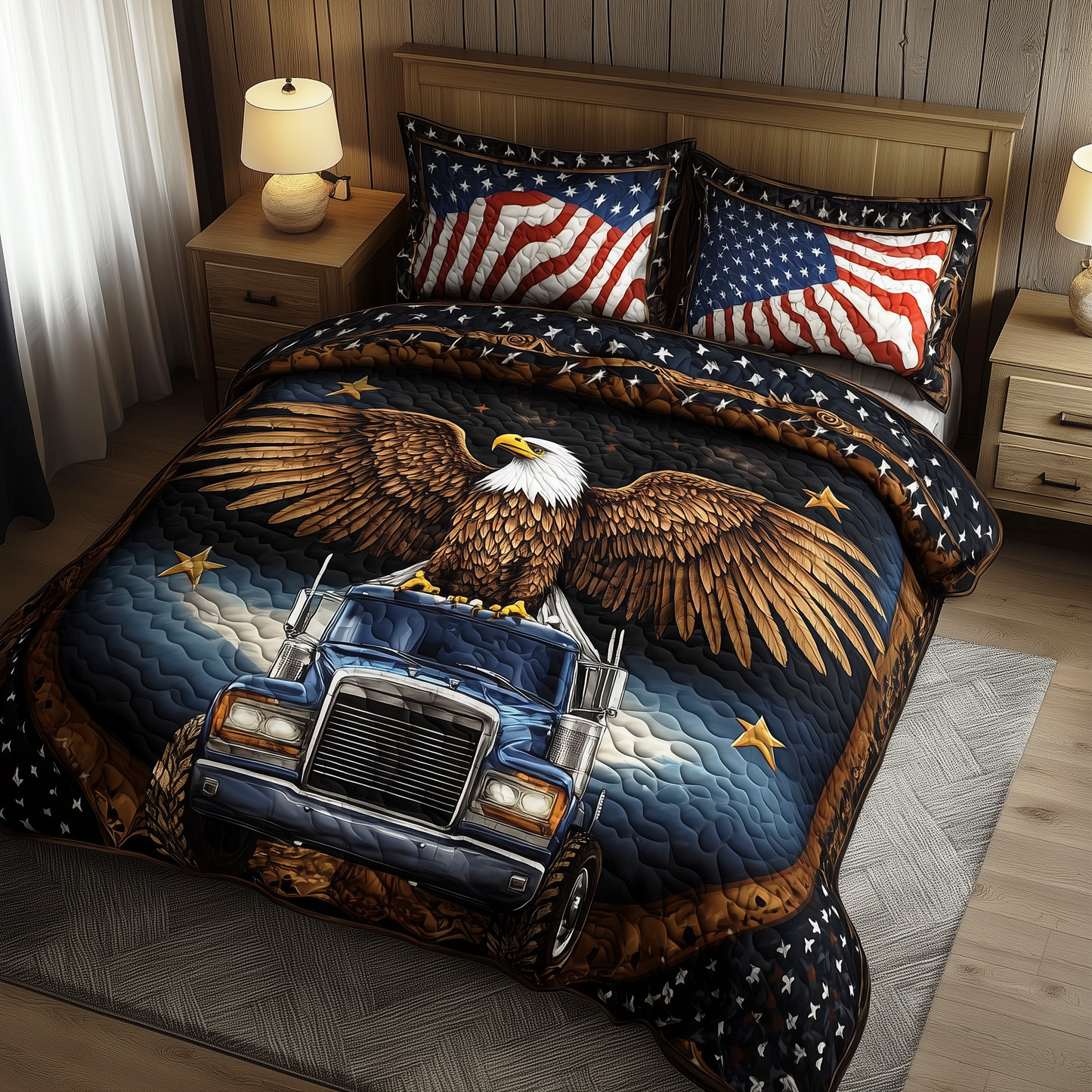 Eagle of Freedom 3-Piece Quilted Bedding Set GFTOHD337