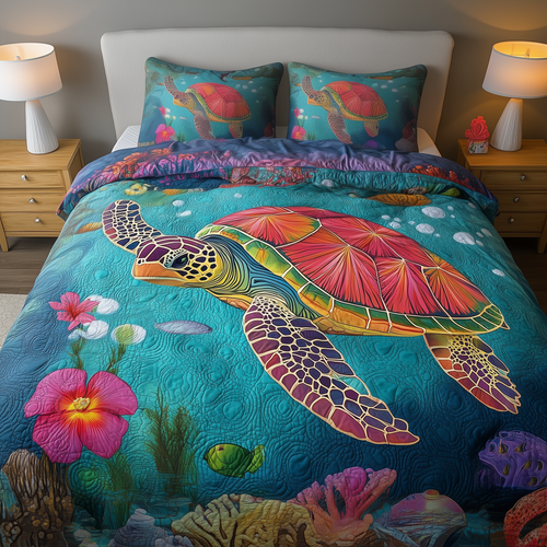 Ocean Turtle 3 - Piece Quilted Bedding Set GFTOHD344