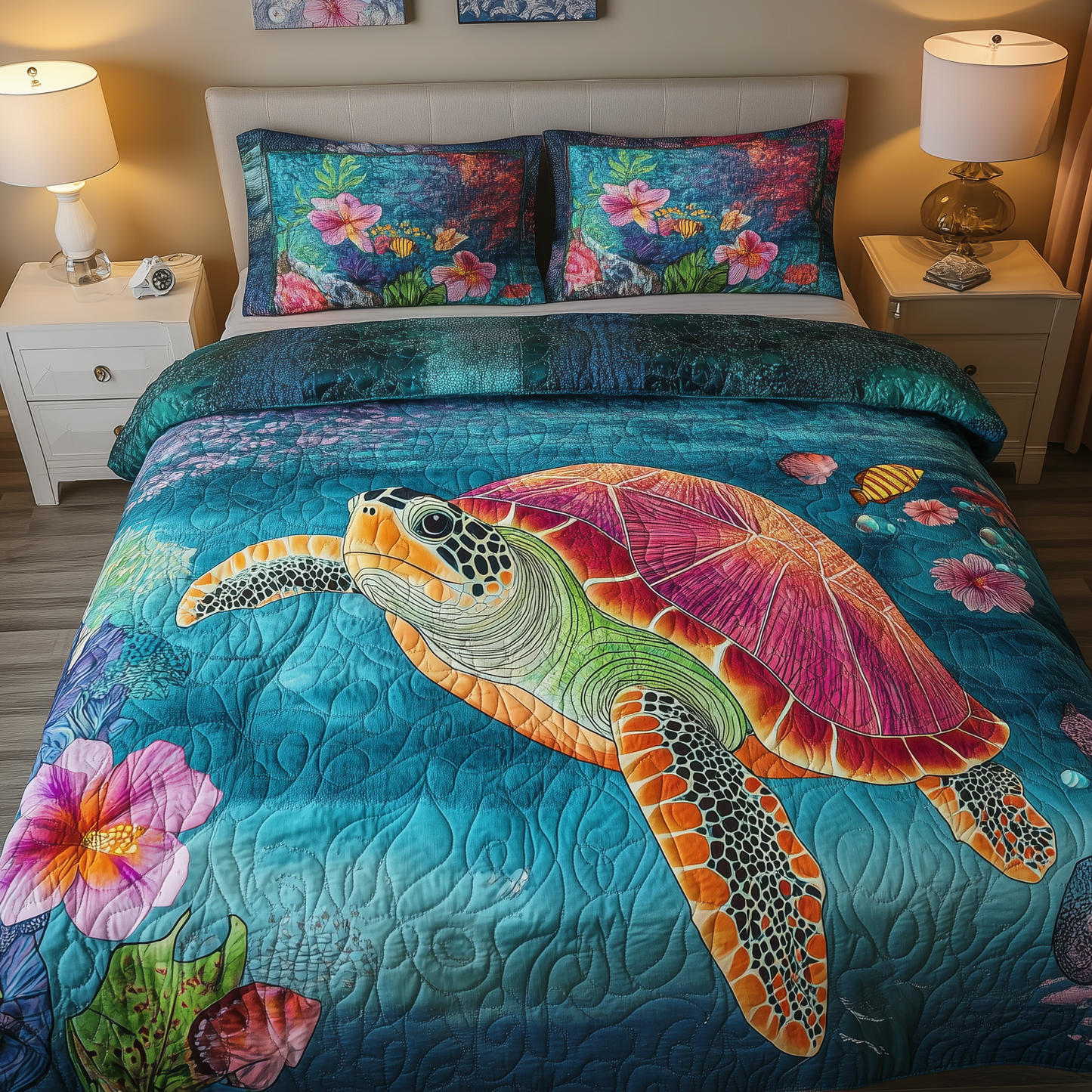 Ocean Turtle 3 - Piece Quilted Bedding Set GFTOHD345