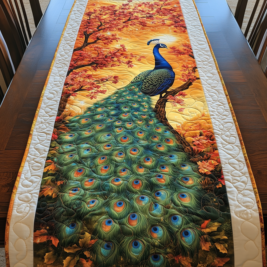 Mystical Twilight Peacock Quilted Table Runner GFTOHD420