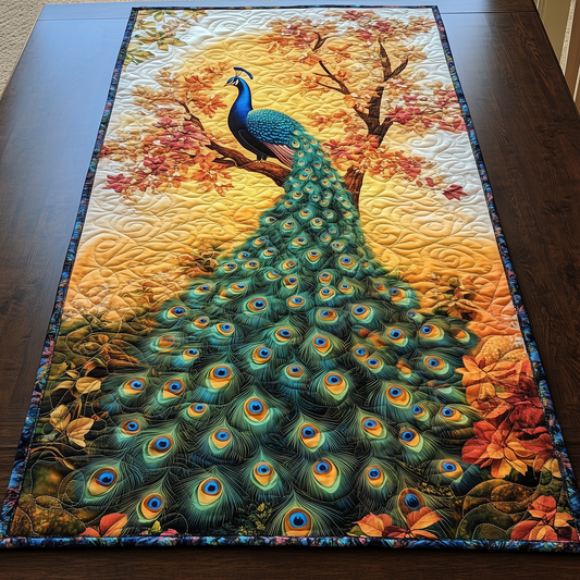 Mystical Twilight Peacock Quilted Table Runner GFTOHD421