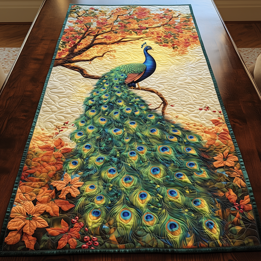 Mystical Twilight Peacock Quilted Table Runner GFTOHD422