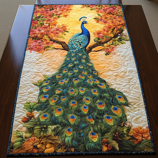 Mystical Twilight Peacock Quilted Table Runner GFTOHD423