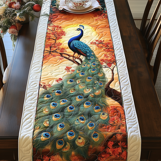 Mystical Twilight Peacock Quilted Table Runner GFTOHD424