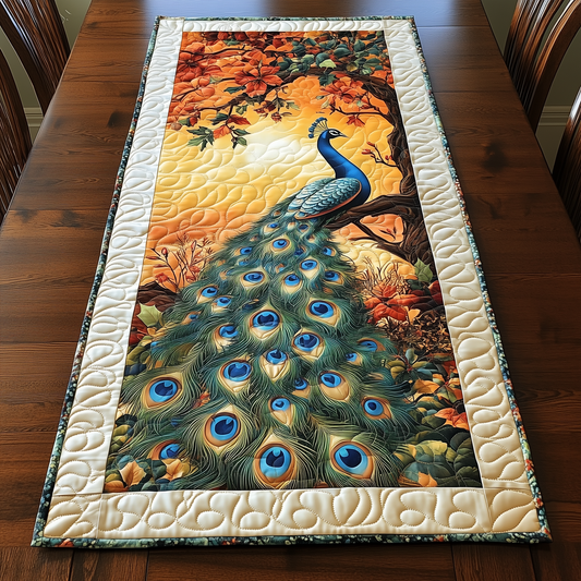 Mystical Twilight Peacock Quilted Table Runner GFTOHD425