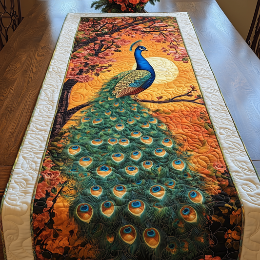 Mystical Twilight Peacock Quilted Table Runner GFTOHD426