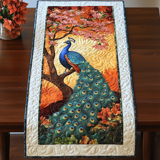 Mystical Twilight Peacock Quilted Table Runner GFTOHD427