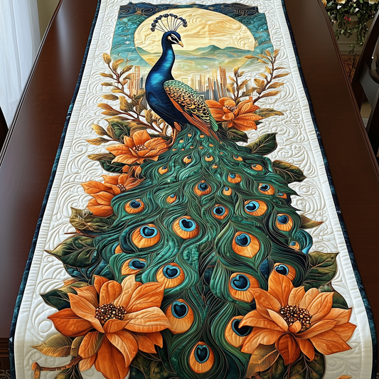 Moonlight Peacock Blossom Quilted Table Runner GFTOHD430