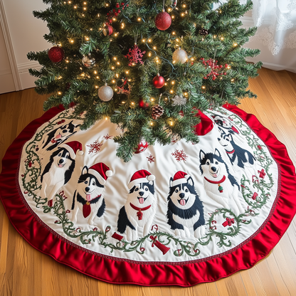 Christmas Husky Quilted Tree Skirt GFTOHD495