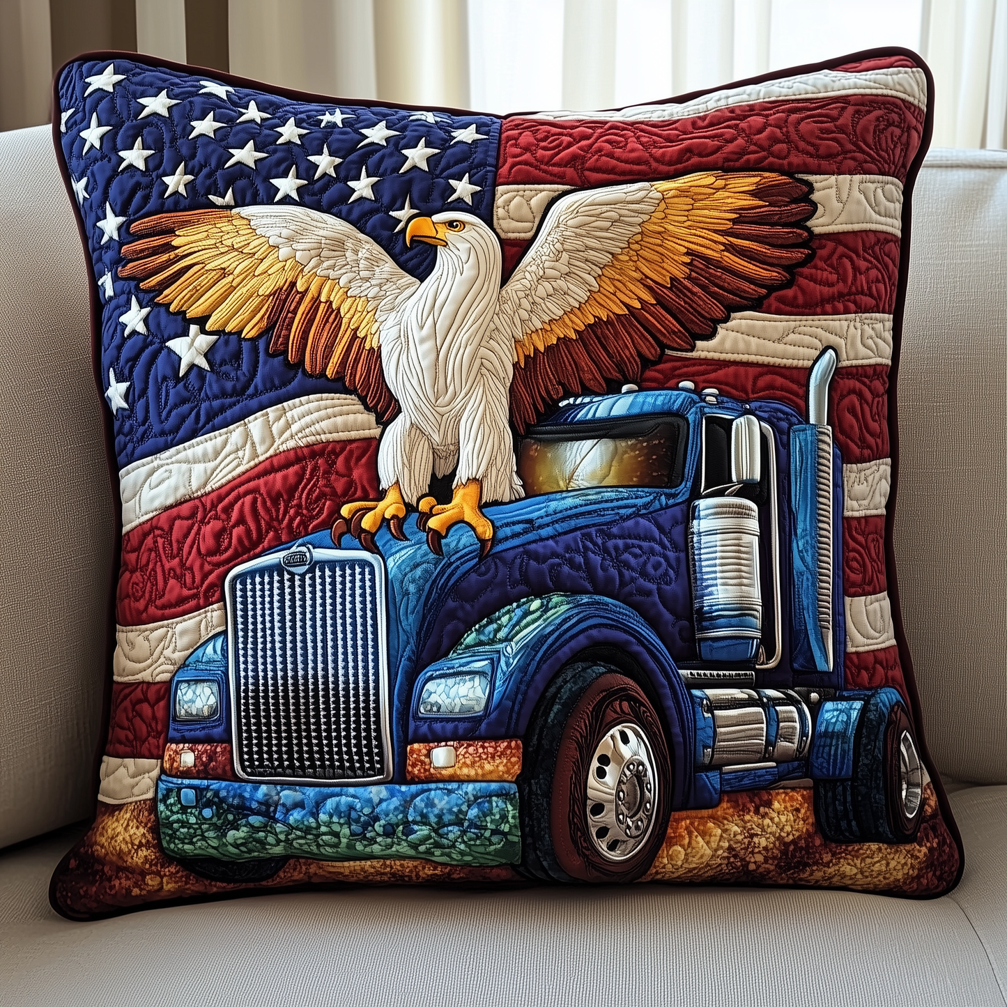 Eagle of Freedom Quilted Pillow Case GFTOHD552