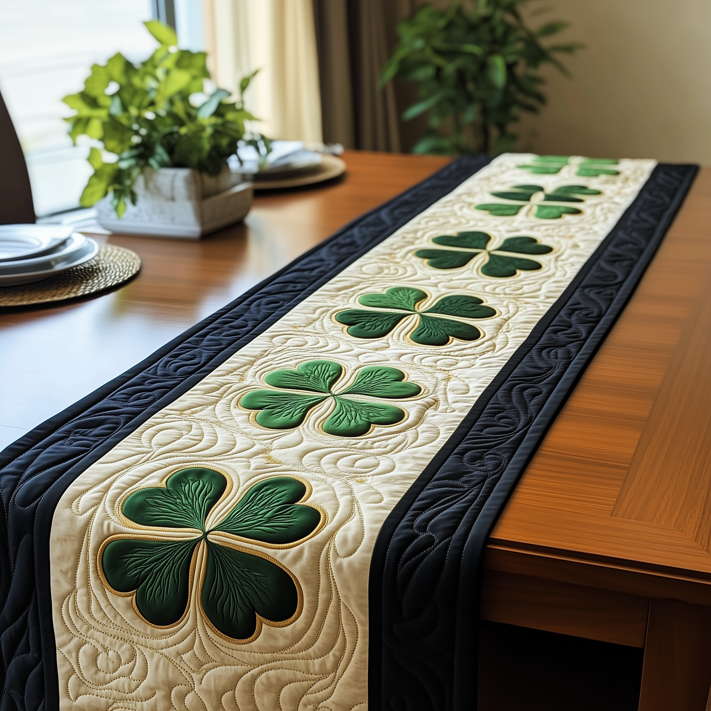 Lucky Shamrock Quilted Table Runner GFTOHD557