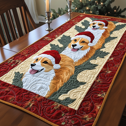 Christmas Joyful Corgi Quilted Table Runner GFTOHD622