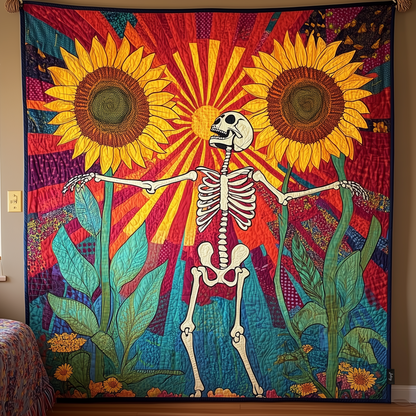 Sunflower Dancing Skeleton Quilted Blanket GFTOHD806