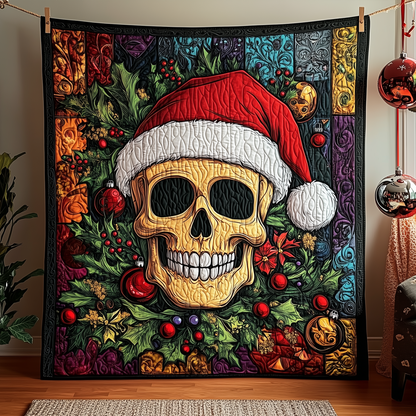 Festive Santa Skull Quilted Blanket GFTOHD831