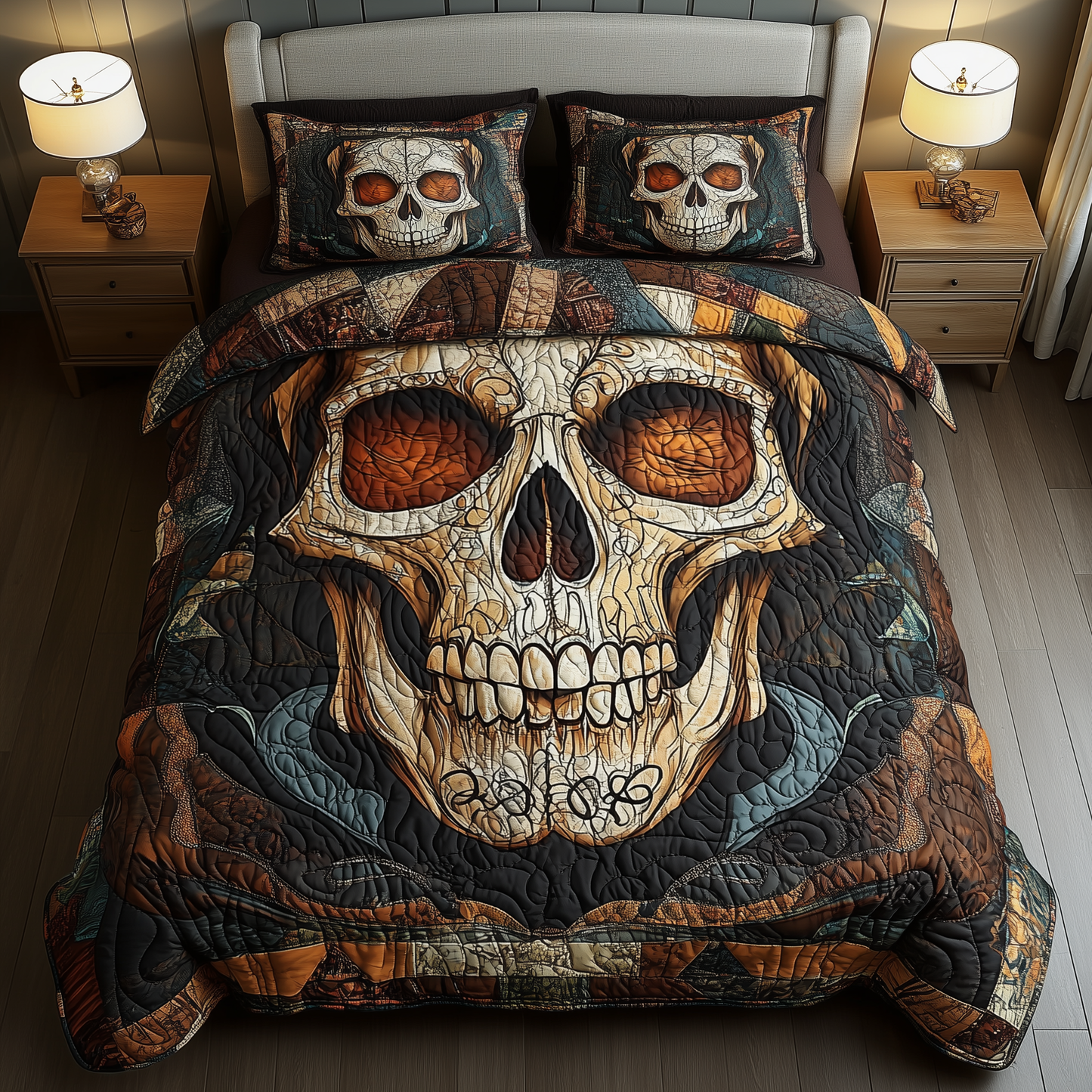 Mystique Solo Skull 3-Piece Quilted Bedding Set GFTOHD850